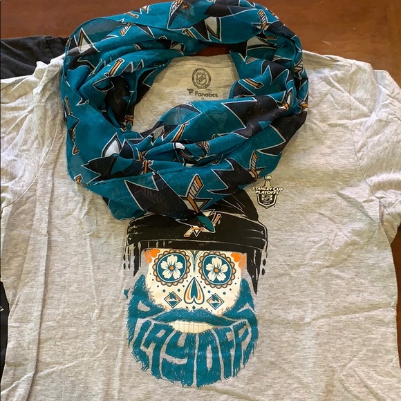 San Jose Sharks mega-bundle hat scarf tops rally - Picture 10 of 16